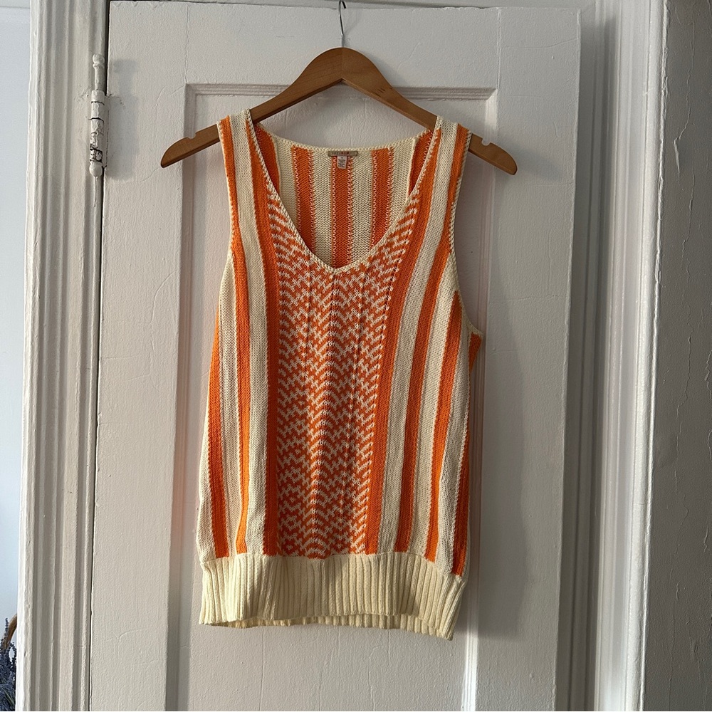 Anthropologie Orange Stripe Sweater Vest